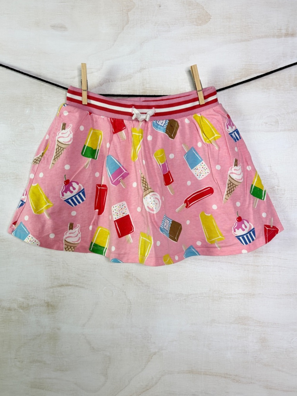 Boden Pink Ice Cream & Popsicle Print Skirt with built in shorts